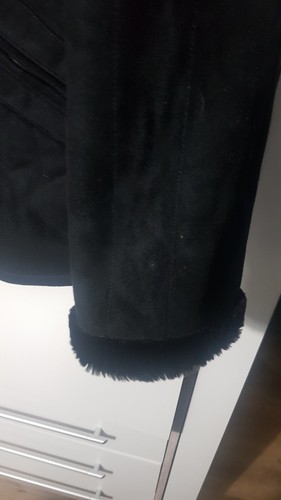 Womans Faux Suede Jacket Size Large VG Condition, Fur Effect Lining - Picture 8 of 13