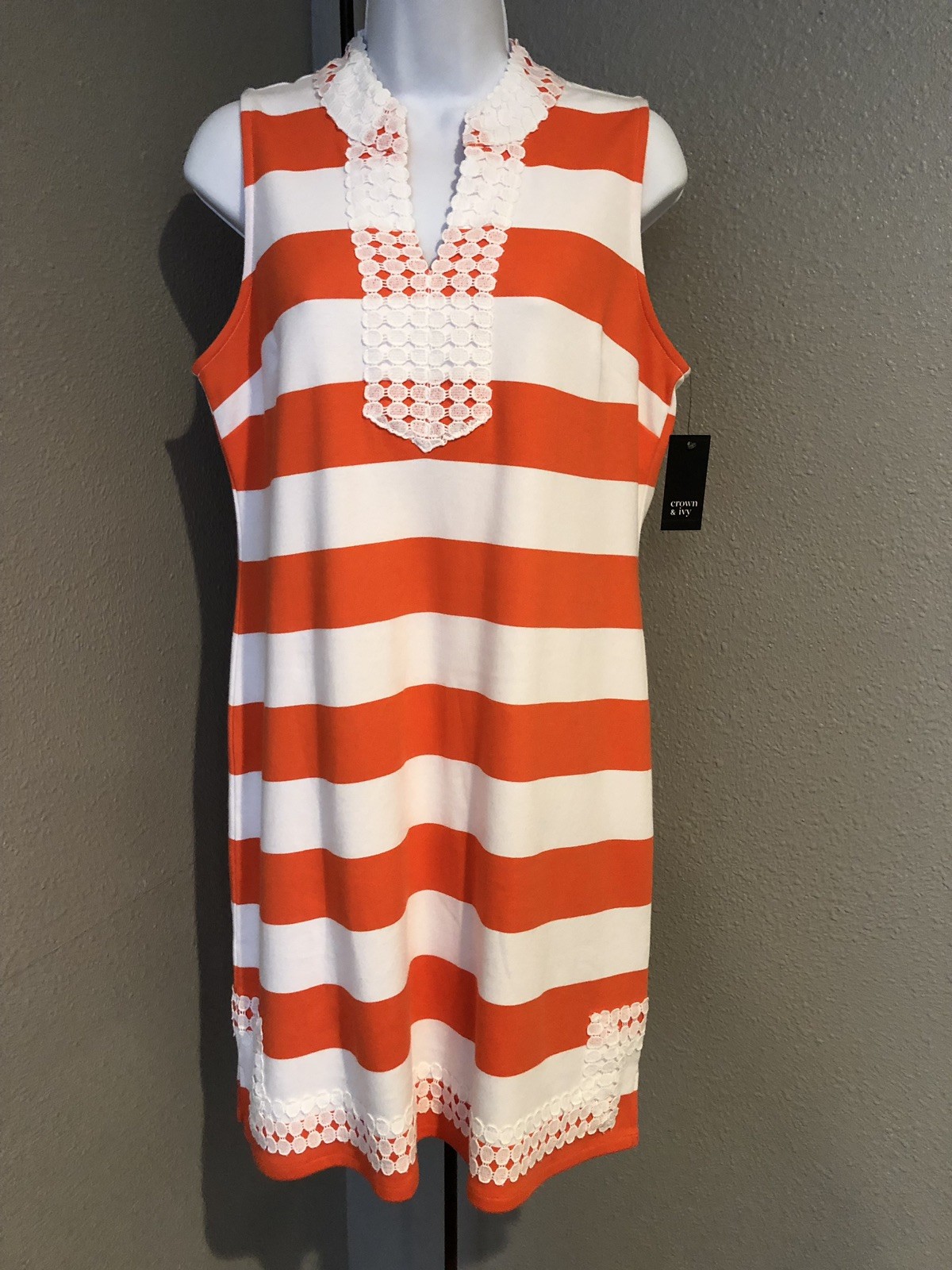 Crown & Ivy Womens Striped Dress orange White Size Small. G44 Crown & Ivy Womens Striped Dress orange White Size Small. G44