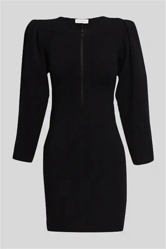 SCANLAN THEODORE-MEDIUM-NAVY CREPE KNIT ZIP FRONT GATHERED LONG SLEEVE DRESS - Picture 8 of 8