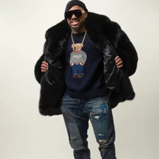 Winter Genuine Fox Fur Mens Bomber Coats Fashion Real Fur Jackets Warm Outwear