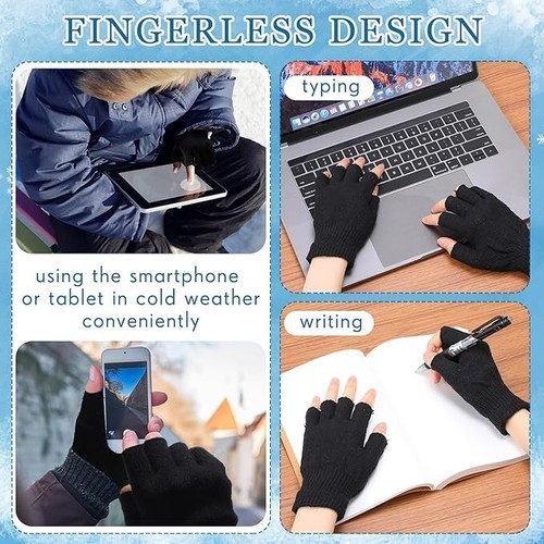150 Half Finger Gloves Winter Warm Knitted Fingerless Gloves for Men Women US - Picture 4 of 12