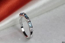 Solid Nickel Free Aquamarine Brilliant Cut Sterling Silver 925 Anniversary Ring