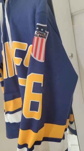 CHARLESTON CHIEFS Mens Jersey Slap Shot Hockey Hoodie XL Mens 6# Jim Ahern - Picture 6 of 9