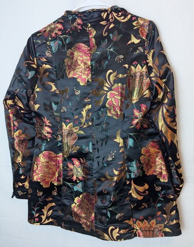 Chaqueta Kimono Brocado Soft Surroundings Moon Dynasty Mujer Mediana Negra Asiática - Imagen 3 de 7