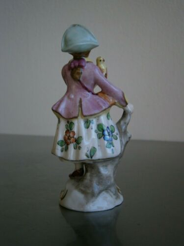 FIGURINE "DAME A L'OISEAU" PORCELAINE SAXE SITZENDORF STATUE DECO CLASSIQUE - Picture 4 of 10