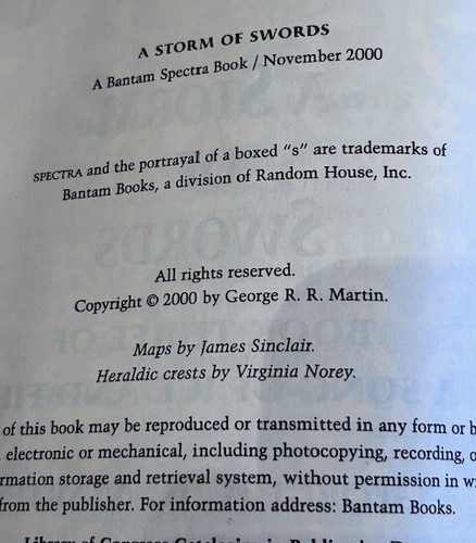 GEORGE R R MARTIN BOOK A STORM OF SWORDS-FIRST EDITION HC W/DUST JACKET - Picture 7 of 10