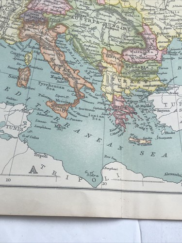 1910: Antique Political Map Of Europe Vintage Christmas Gift Colour Print #7 CS - Picture 11 of 12