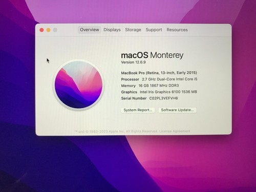 Apple MacBook Pro 13-inch 2015 2.7GHz 500GB SSD 16GB RAM - Great Condition - Picture 1 of 11