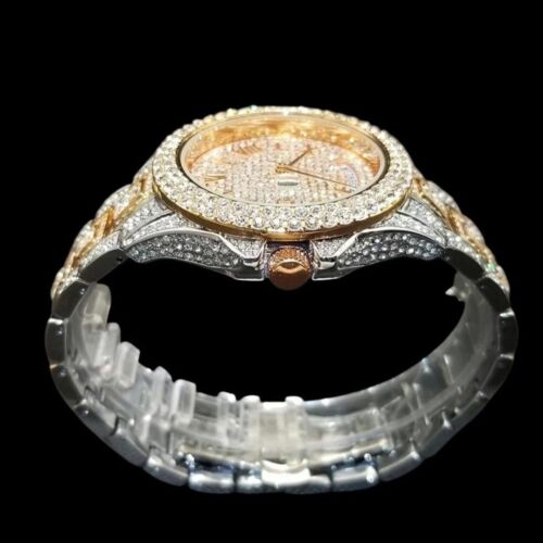 Day Date Roman Numerals VVS Iced Out Diamond Watch, Hip Hop Watch, Silver, Gold - Picture 9 of 14