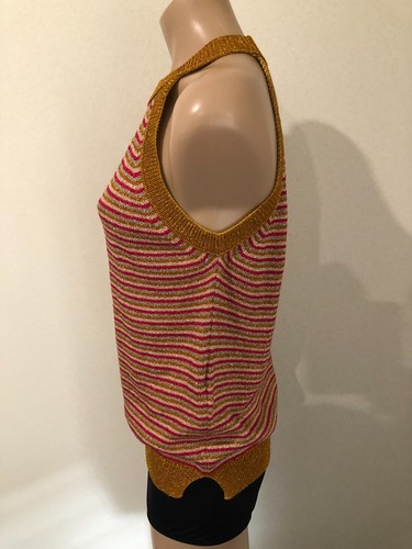 Twin Set Milano Size M Gold Red Pink Glitter Tank Singlet Top Fit Sz 10/12 NWOT - Picture 6 of 8