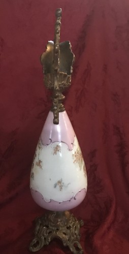 "Antiguo querubines victoriano francés de latón y porcelana rosa 19"" grandes" - Imagen 7 de 13