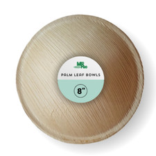 Palm Leaf Bowl 8 Inch Round  (240 Pack) $0.29 EACH and less