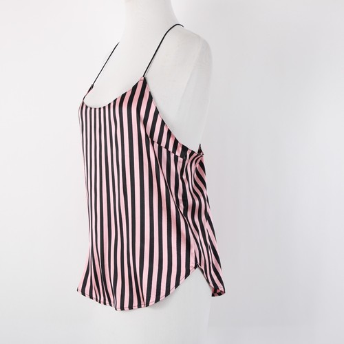 Victorias Secret NEW $43 Sz SP Pink Black Lace Striped 100% Polyester Nighty Top - Picture 3 of 13