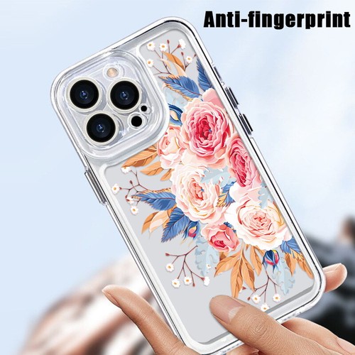 Case For iPhone 15 14 Pro Max 13 12 11 XS Shockproof Flower Clear Silicone Cover - Picture 6 of 17