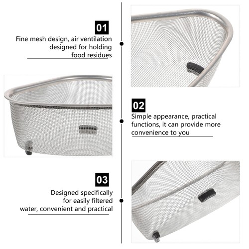 Sink Drainer Food Catcher Kitchen Strainer Basket Corner Draining - Picture 5 of 10