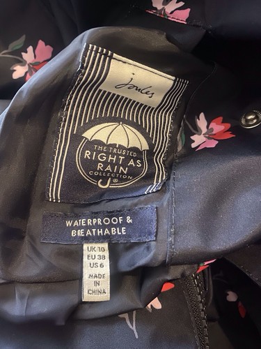Joules Dockland marineblau Blumenmuster Posy Print Regenmantel Größe 10 Mac wasserdicht sehr guter Zustand - Bild 5 von 5