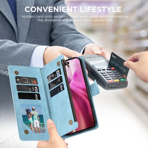 Zipper Leather Wallet Card Bag Case For iPhone 15 16 Pro Max 14 13 12 11 X XR XS - Picture 57 of 61