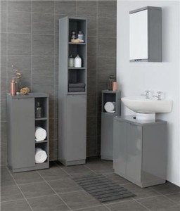 Grey Gloss Bathroom Furniture Range Storage Cabinet Cupboard Under Image Is Loading Grey Gloss Bathroom Furniture Range Storage Cabinet Cupboard