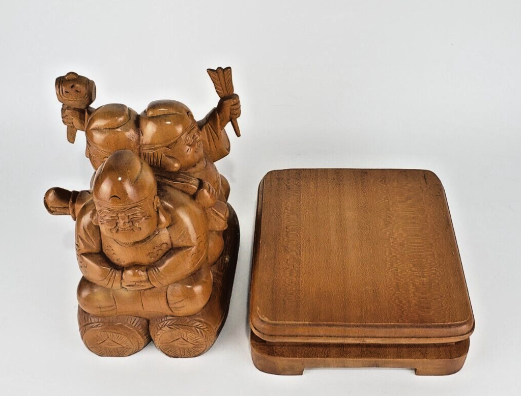 Japan Antique Wooden Sculpture Shinto Ebisu (恵比寿) Ornament