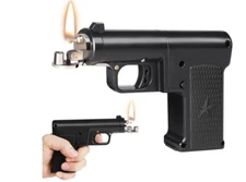 Soft Flame Flint refillable gas lighter, antique lighter pistol shaped