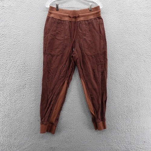 Pantalones Jogger Anthropologie Mezcla de Lino The Nomad Medianos Marrón Cordón Informal - Imagen 1 de 15