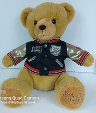FAO Schwarz Tan Teddy Bear in Letterman Jacket 14" RH MACY Collector Plush Decor