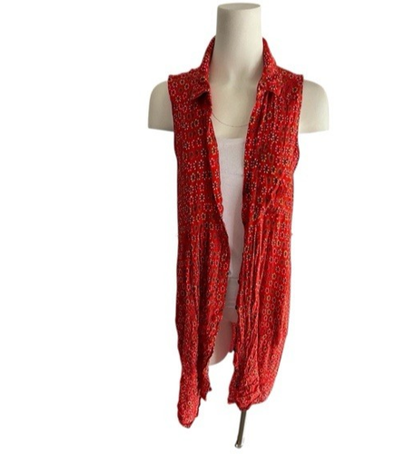 Anthropologie Maeve Daisy Midi Shirtdress Red size 14 Asymmetrical Hem - Picture 3 of 21