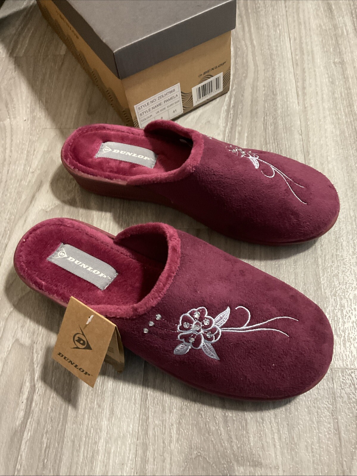 Ladies New Dunlop Slip On , Womens Mules Comfy Slippers Size 8 - Dusty Pink