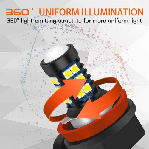 H11 LED Fog Light High Power 200W Lamps 6000K Super White Foglight Bulbs DRL Kit - Picture 6 of 9