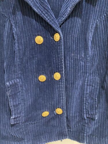 Vintage Corduroy Double-Breasted Navy Blue Jacket Blazer M/L - Picture 2 of 4