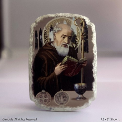 Saint Benedict Image – 7.5″ Catholic Tile Frame by moicla - Picture 2 of 4