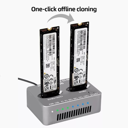 Dual-Bay M.2 NVME SSD Clone USB3.2 Type C NVME Docking Station M.2 SSD Enclosure - Photo 4/13