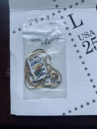 1989 USPS "Love Stamp" Necklace & Set Of 4 25¢ Stamps Collector Card - Picture 3 of 6