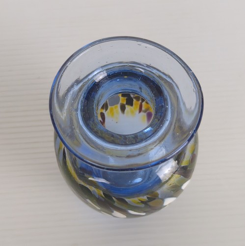 Art Glass Miniature Bud Vase Hand Blown Blue Purple White Brown - Picture 4 of 8