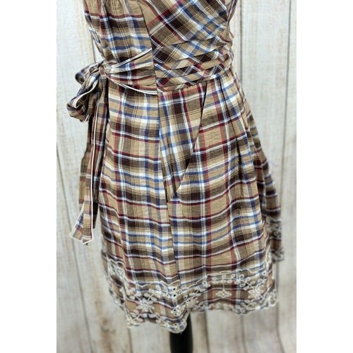 Chelse & Violet Plaid Strapless Dress Size 8 Sweetheart Neckline Tie Waist NWT - Picture 10 of 11