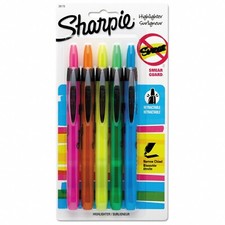 Sharpie Pocket Retractable Highlighter Chisel 5/Pk Assorted Colors School Office