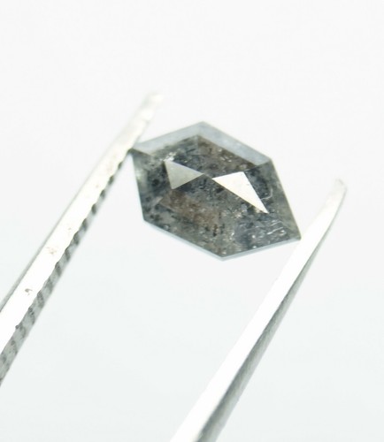 1.22ct Natural Gray Salt & Pepper Elongate Hexagon Shape Loose Rose diamond 511 - Picture 4 of 9