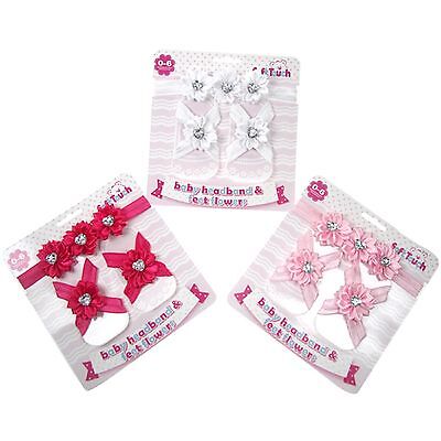 Toddler Baby Girl Crib Pram Shoes Sandals Flower for Baby Feet Hair Headband