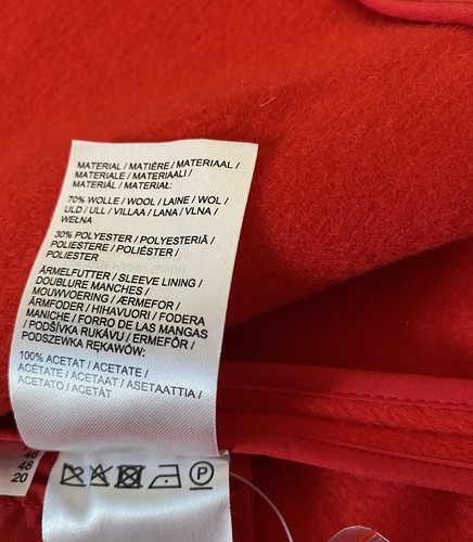 Uta Raasch Peter Hahn Ladies Red Wool Blend Over Coat UK Size 20 New With Tags - Picture 8 of 13