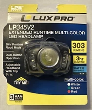 LUX PRO MULTI MODE LED 303 Lumen HEADLAMP LP345V2 Includes 3 AAA Batteries  NIP