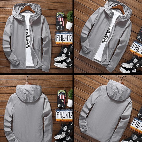 Men's Outwear Lightweight Windbreaker Waterproof Rain Jacket Hooded Breathable - Picture 7 of 45
