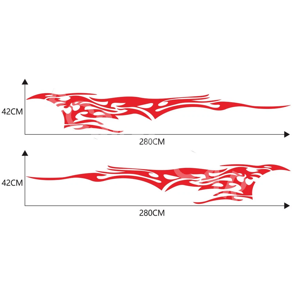 110inx16in Flam Pattern Stickers Decals DIY Decorative For Car Truck SUV 1 Pair - Изображение 4 из 4
