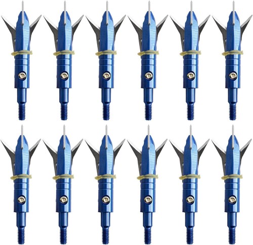 12pcs Goblin Broadheads 2.3" Cut Expandable Crossbow Arrow Tips Case Set Hunter - Picture 32 of 41