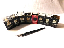 Higgins Ink Bottles Lot of Eight Bottles and Two Ink Pens Vintage