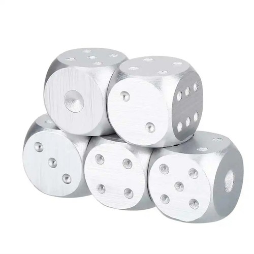 Set of 5 Aluminium Board Game Dice Six Sided 16mm Pip Spot Gaming Dice 3 Colours - Picture 9 of 16