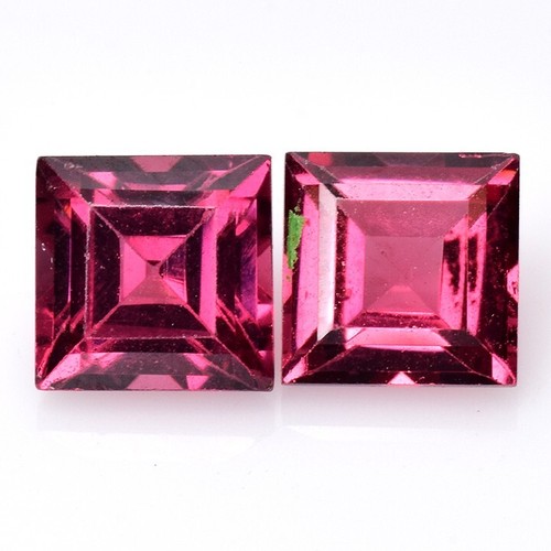 1.75 Ct & 5 mm _ Purple Pink Natural Rhodolite Garnet Square Cut 2pc's Gemstones - Picture 4 of 12