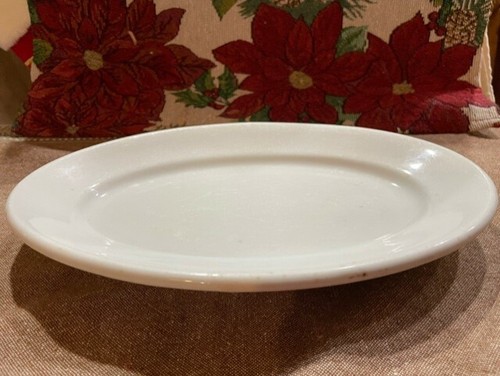 Antiguo plato de servir ovalado de piedra de hierro blanco Powell & Bishop 9,5x13,5 - Imagen 3 de 9