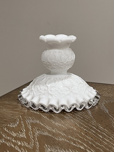 Vintage Fenton Silver Crest Spanish Lace Single Light Candlestick