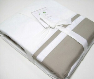 Pottery-Barn-Taupe-Brown-Parker-Stripe-Organic-Cotton-Twin-XL-Sheet-Set-New