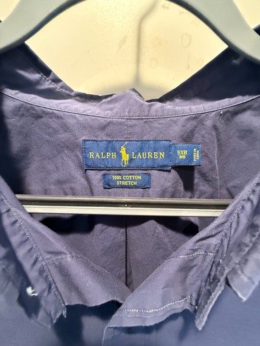 Ralph Lauren Short Sleeve 100% Cotton Stretch Shirt Indigo Blue 5XB 5XL - Picture 2 of 4